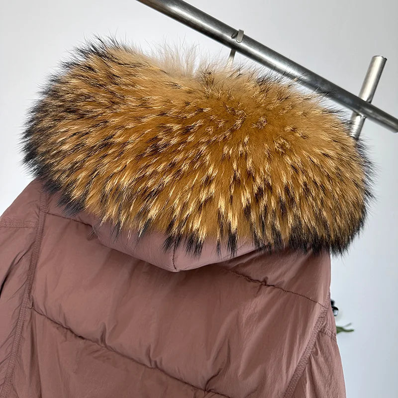 cropped Real Fox Fur and Raccoon Fur Collar detachable hood