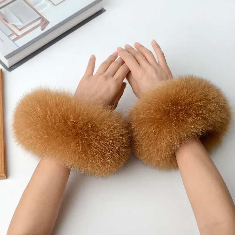 Real Fox Fur Cuffs Arm Sleeve Warmer