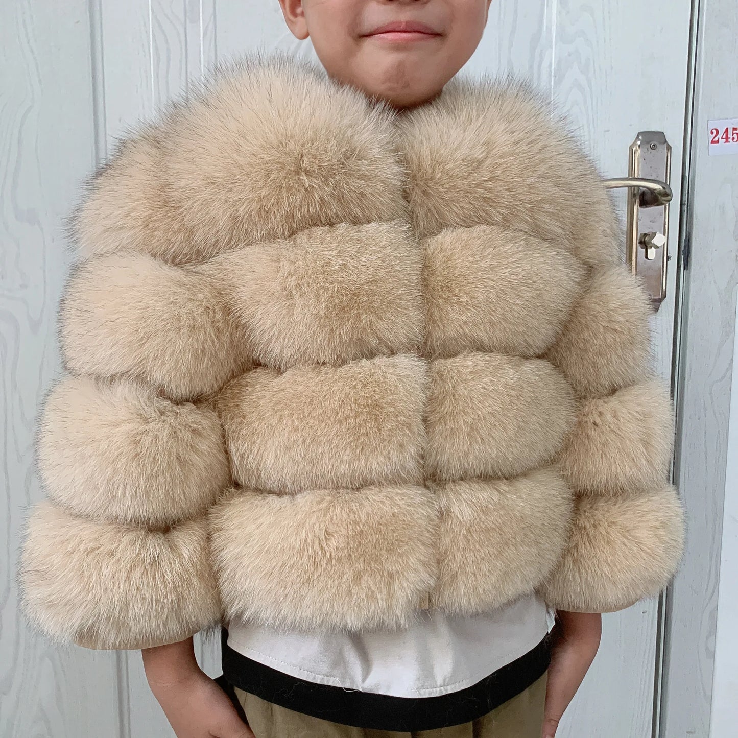 Children's fur jacket real fox fur