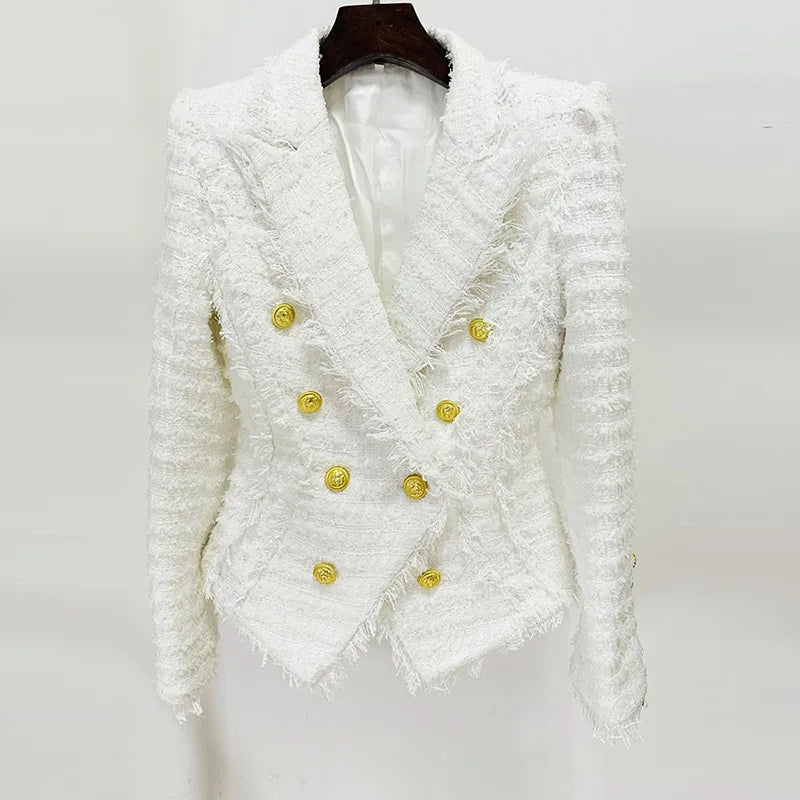 Double Breasted White Jackets Tweed