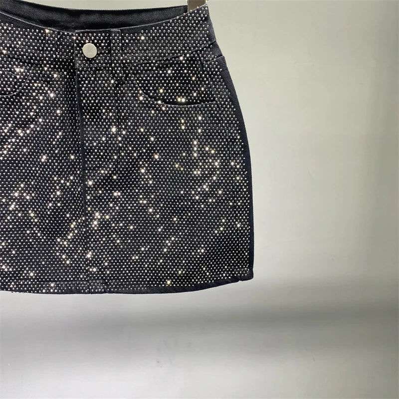 Rhinestone Denim Skirts