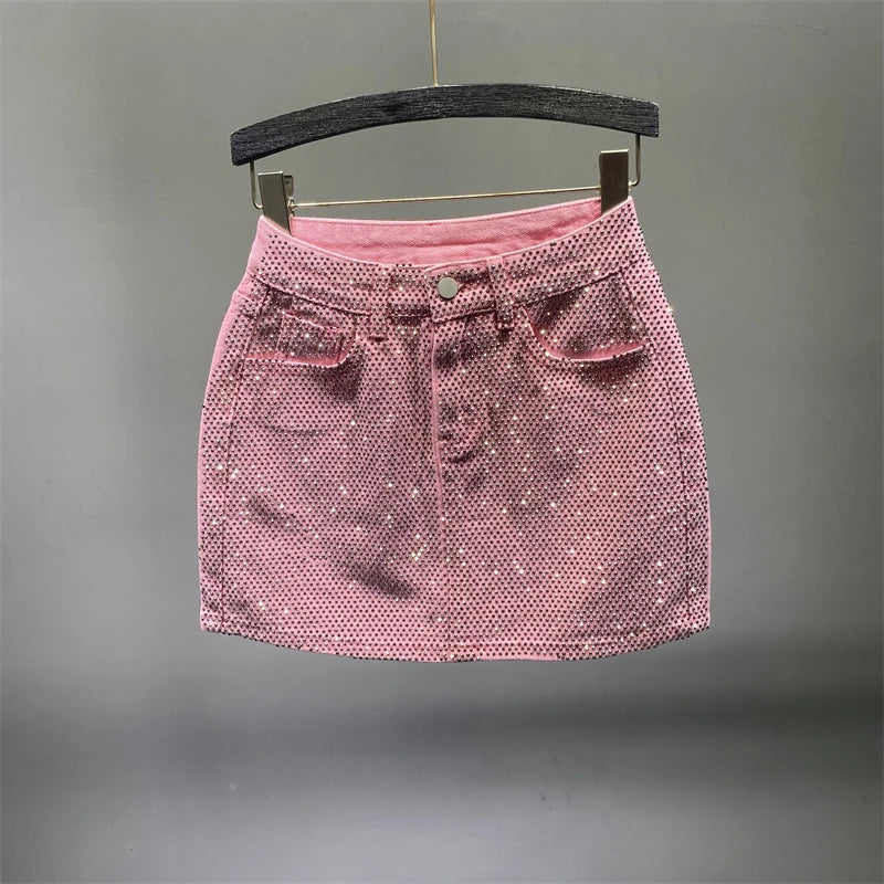 Rhinestone Denim Skirts