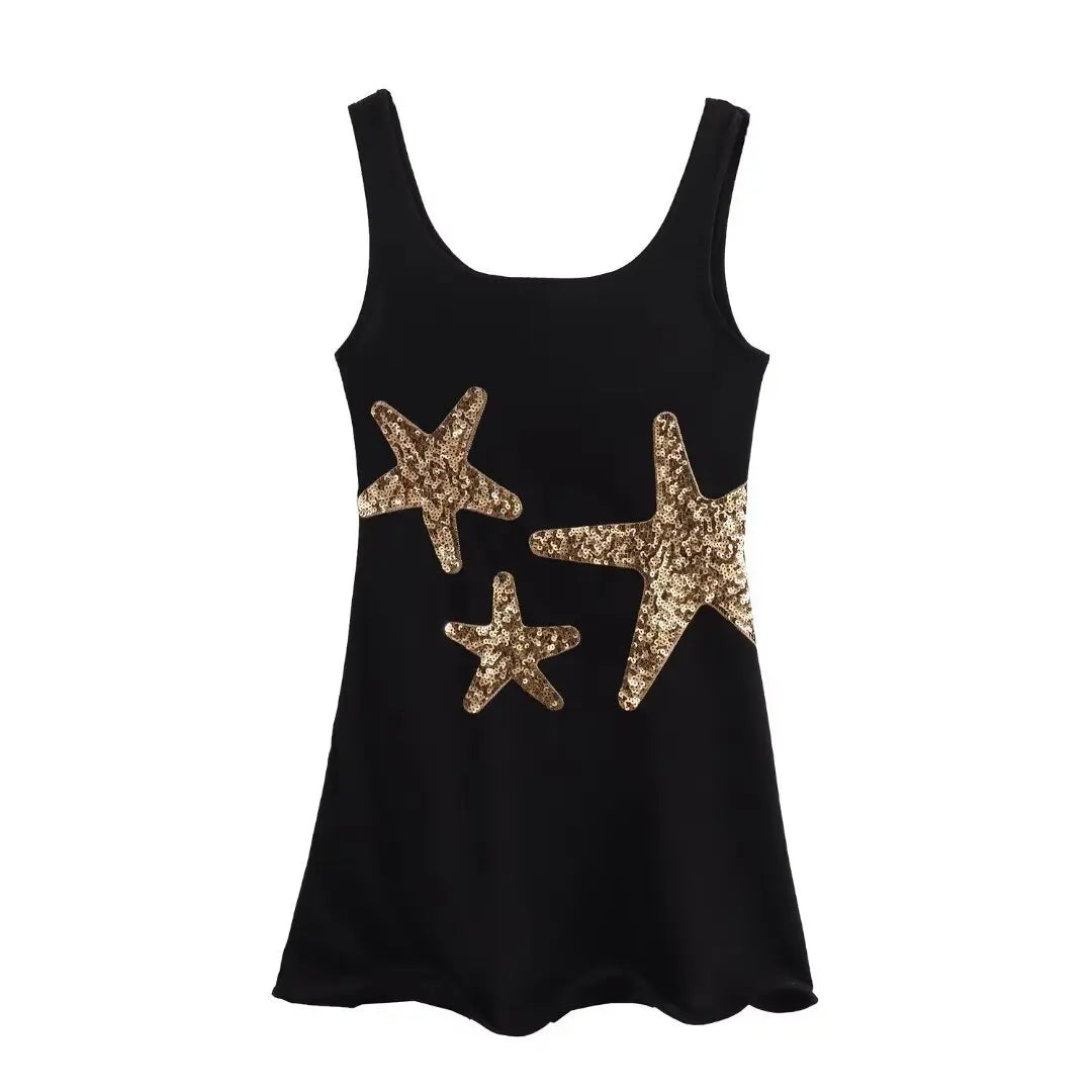 Women's Glittering Star-Embellished Mini Dress