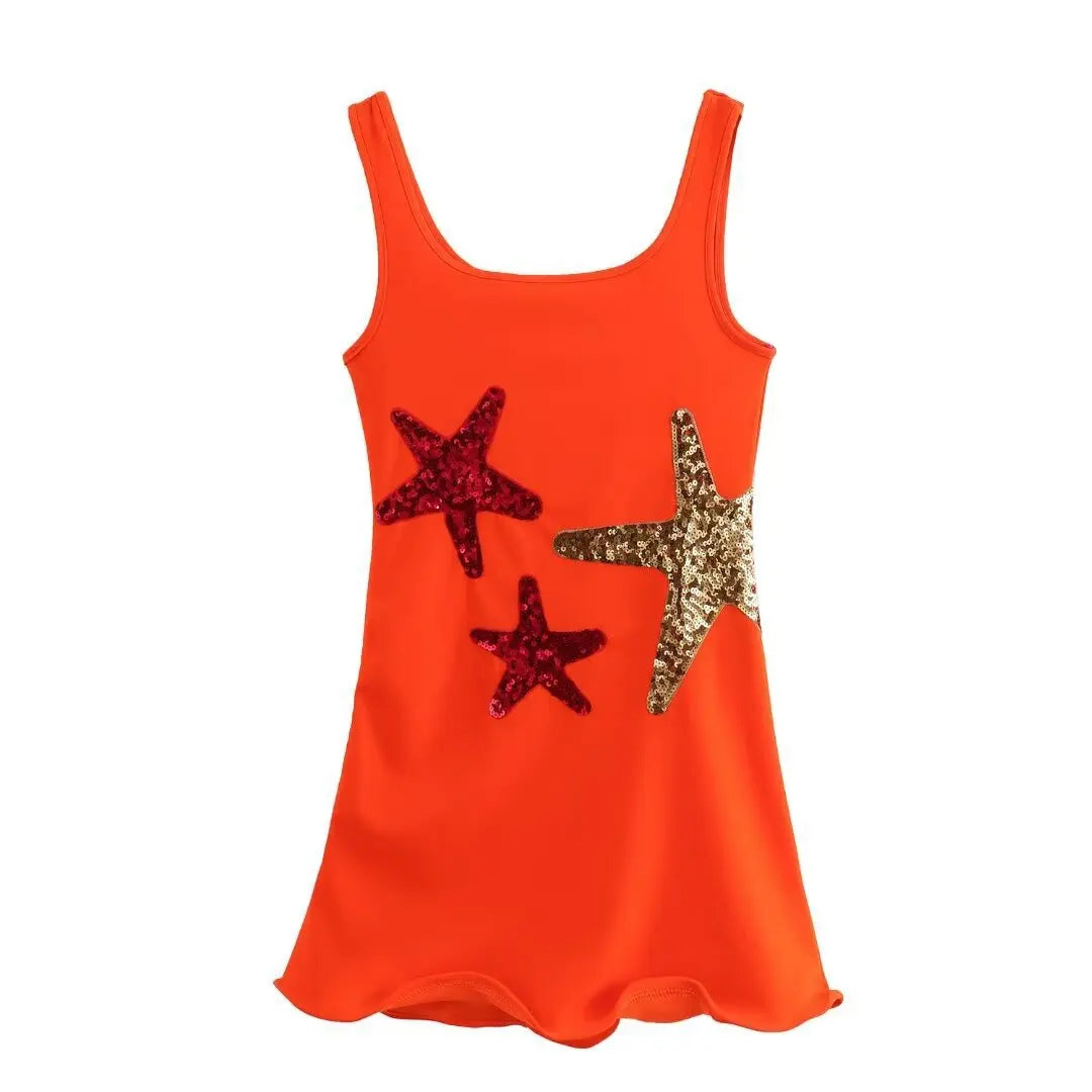 Women's Glittering Star-Embellished Mini Dress