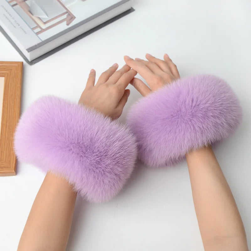 Real Fox Fur Cuffs Arm Sleeve Warmer