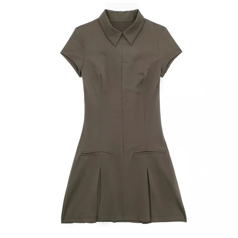 Shirt mini pleated dress