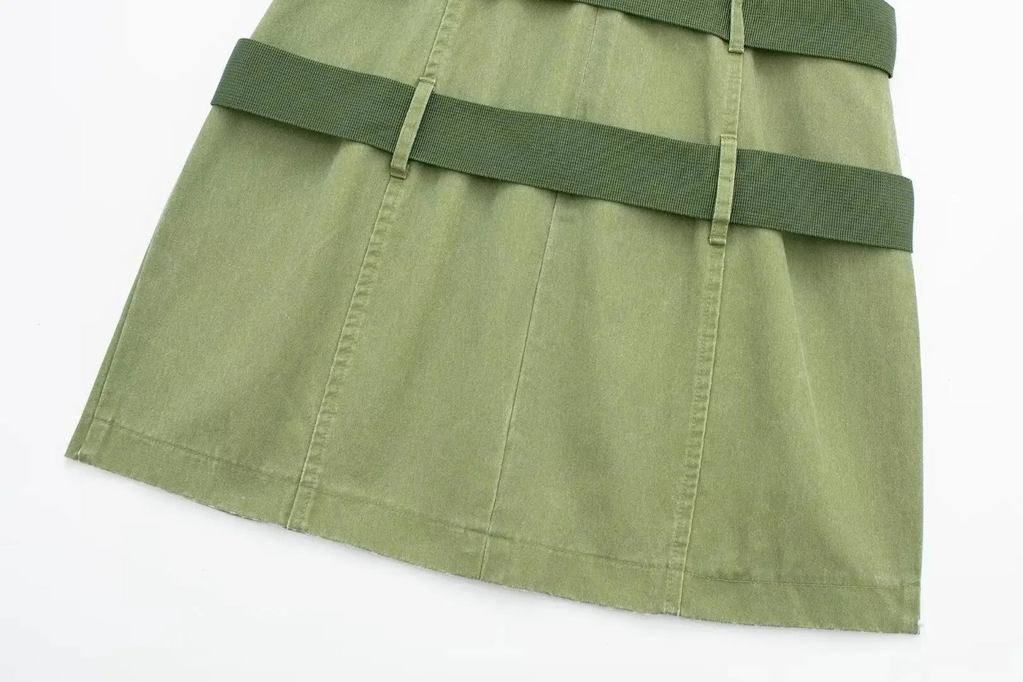 Army Green Vest Wide Belt Dress