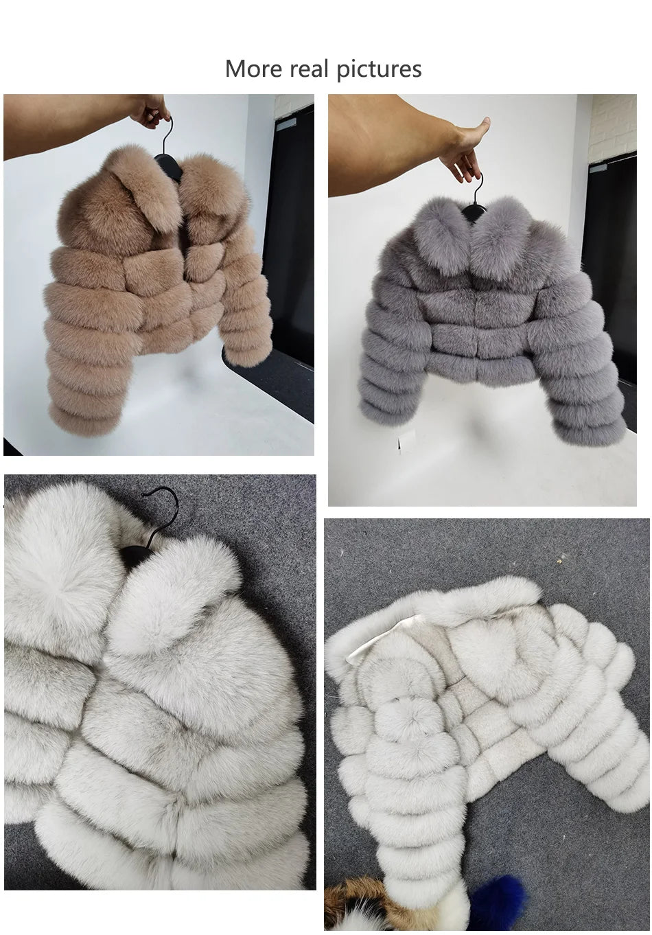 Women Winter Short collar Natural real Fox Fur