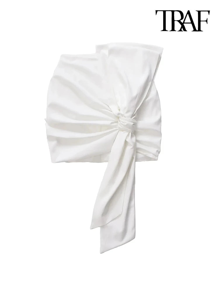 Women's Knotted Draped Mini Skirt