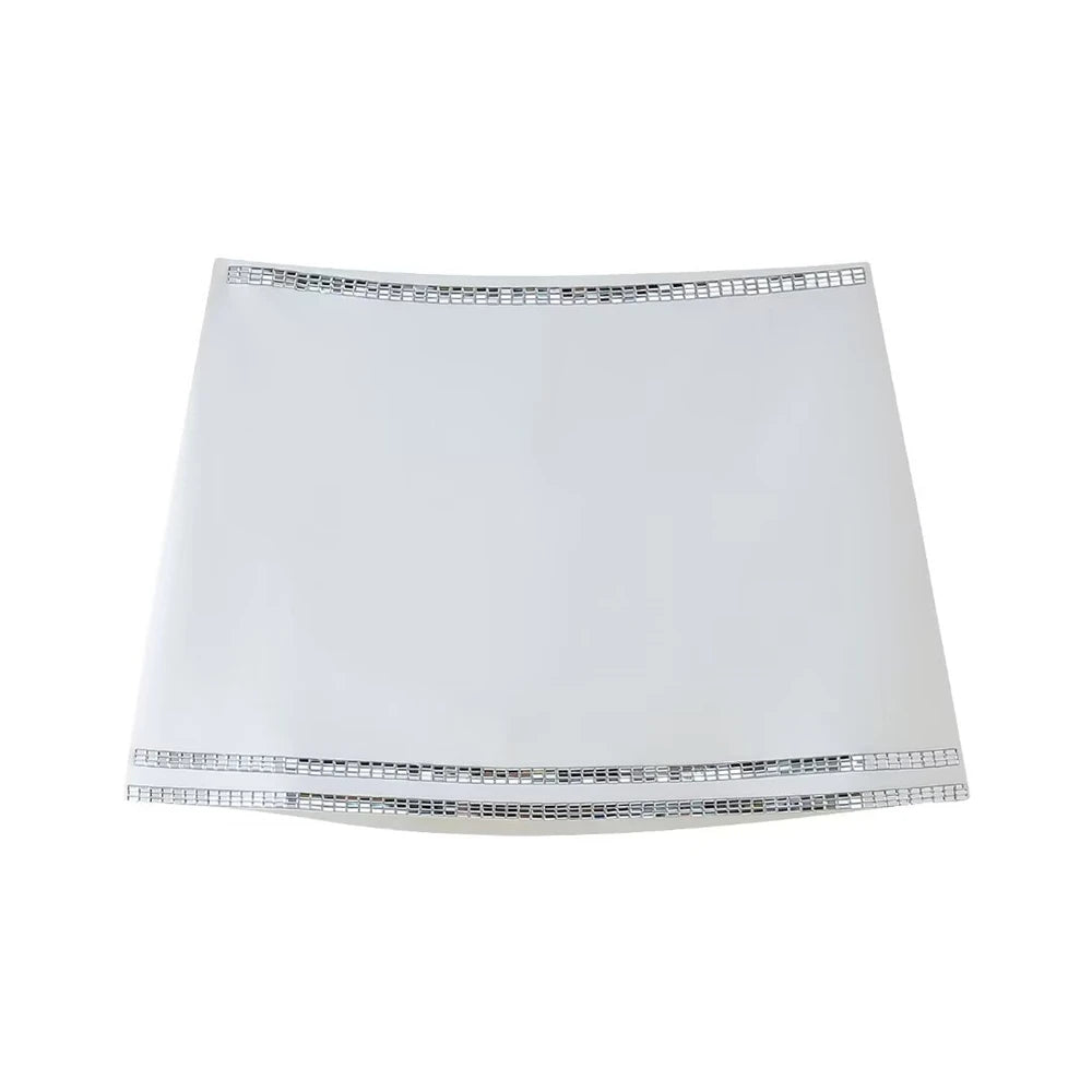 Sleeveless white and silver Short Top Mini Short Skirt