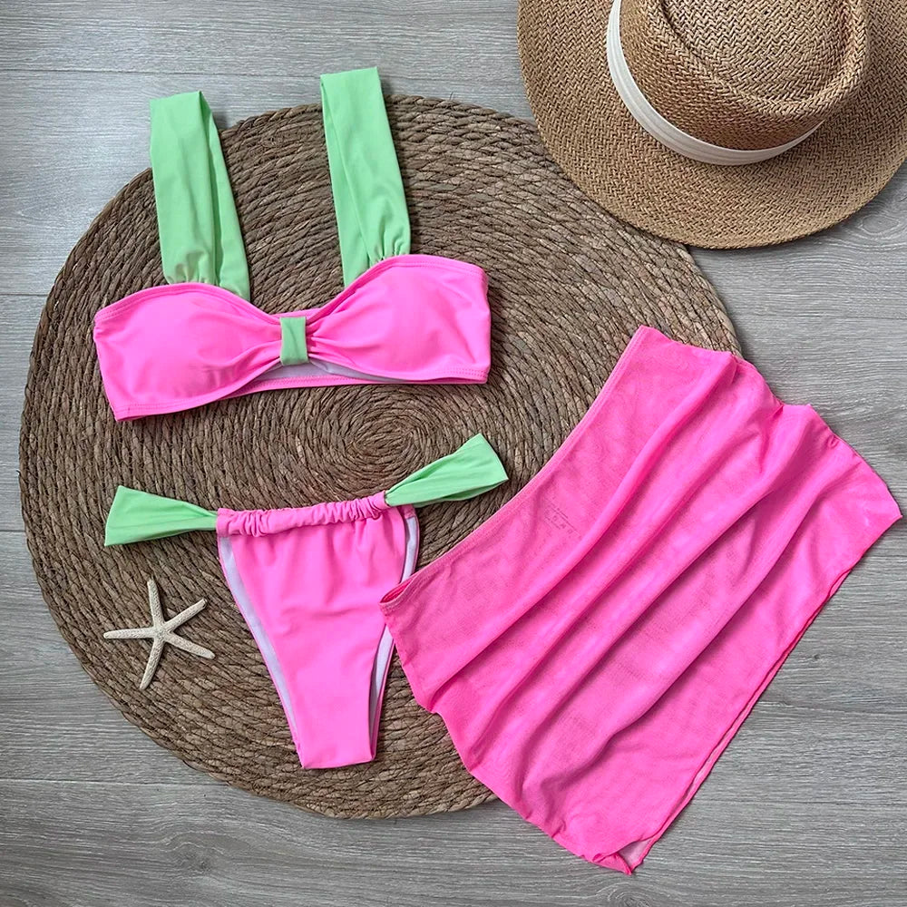 3 Pieces Bikini set with mini skirt