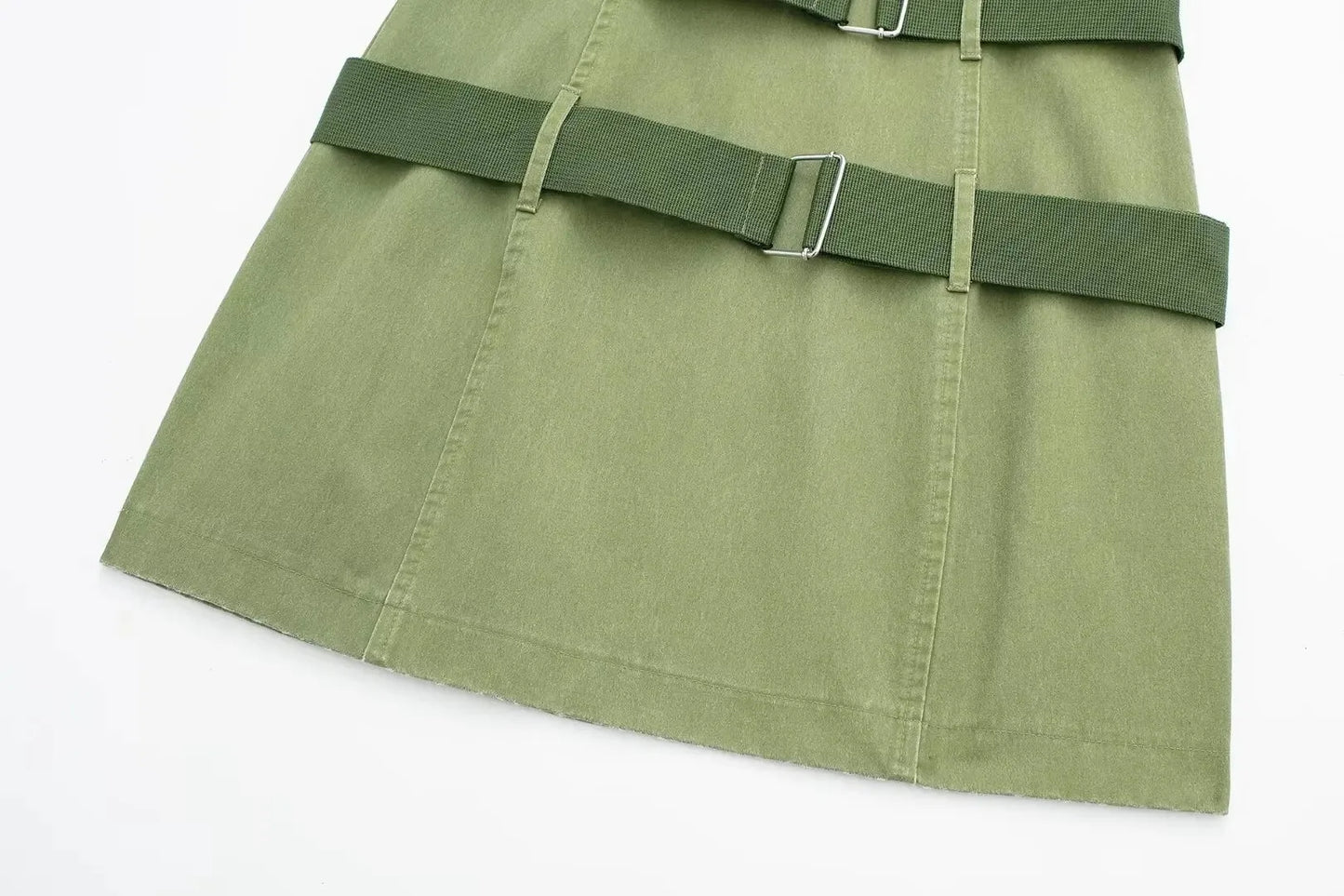 Army Green Vest Wide Belt Dress