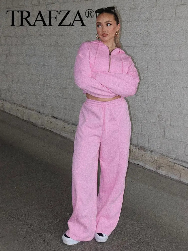 Womens wide leg tube top tracksuit