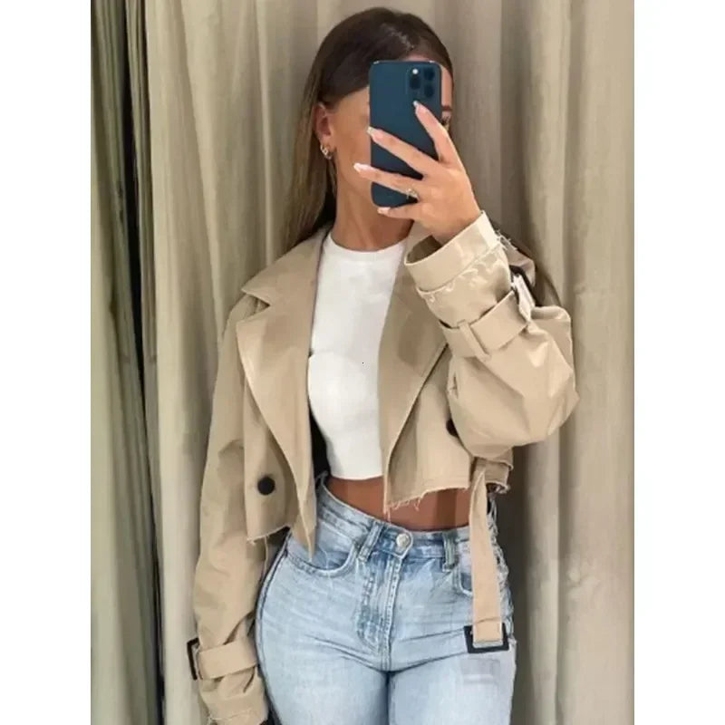 Belt Cropped Trench coat