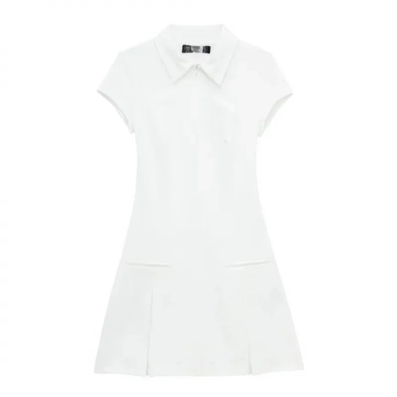 Shirt mini pleated dress