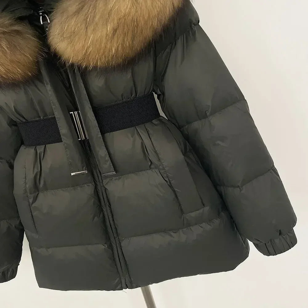 90% Duck Down Coat Female Winter Real Raccoon Fur Jacket