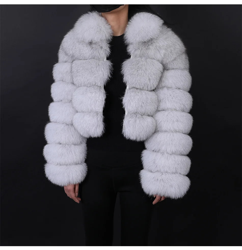 Women Winter Short collar Natural real Fox Fur