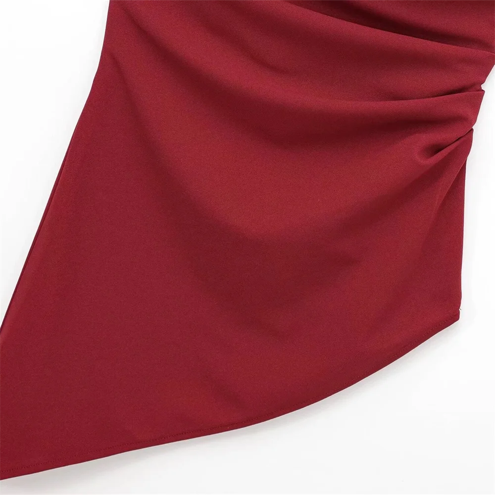 Solid Color Folded Asymmetric Sleeveless strapless Top