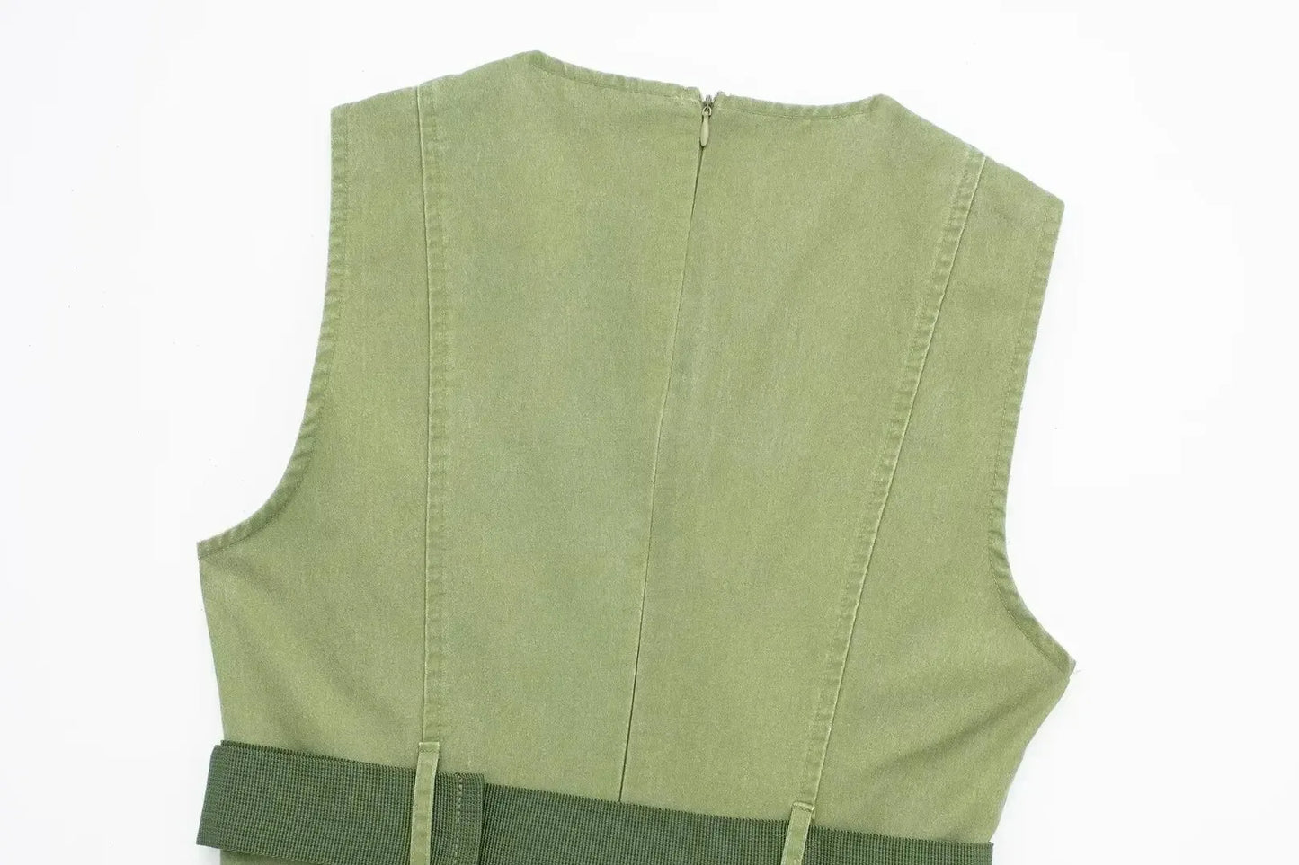 Army Green Vest Wide Belt Dress