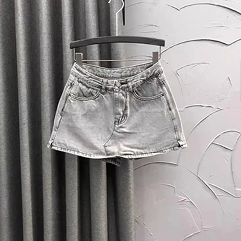 Denim womens skort