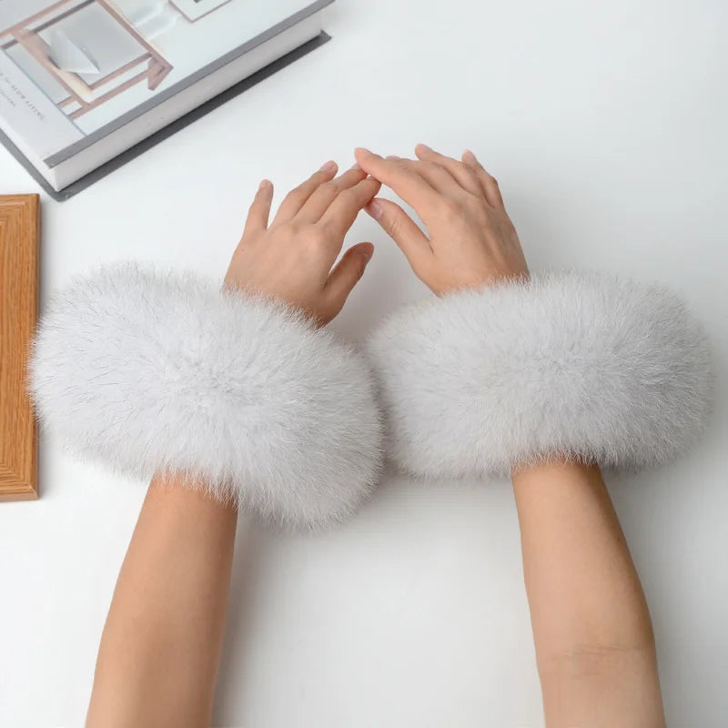 Real Fox Fur Cuffs Arm Sleeve Warmer