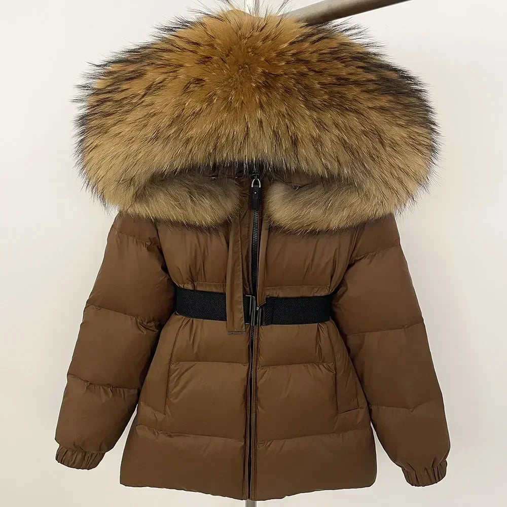 90% Duck Down Coat Female Winter Real Raccoon Fur Jacket