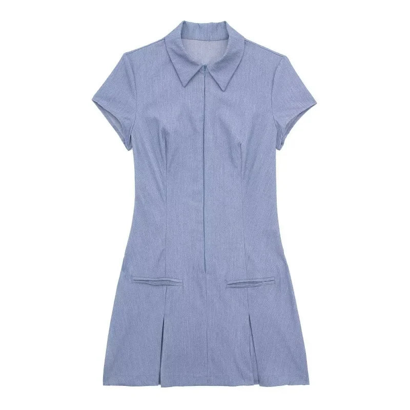 Shirt mini pleated dress