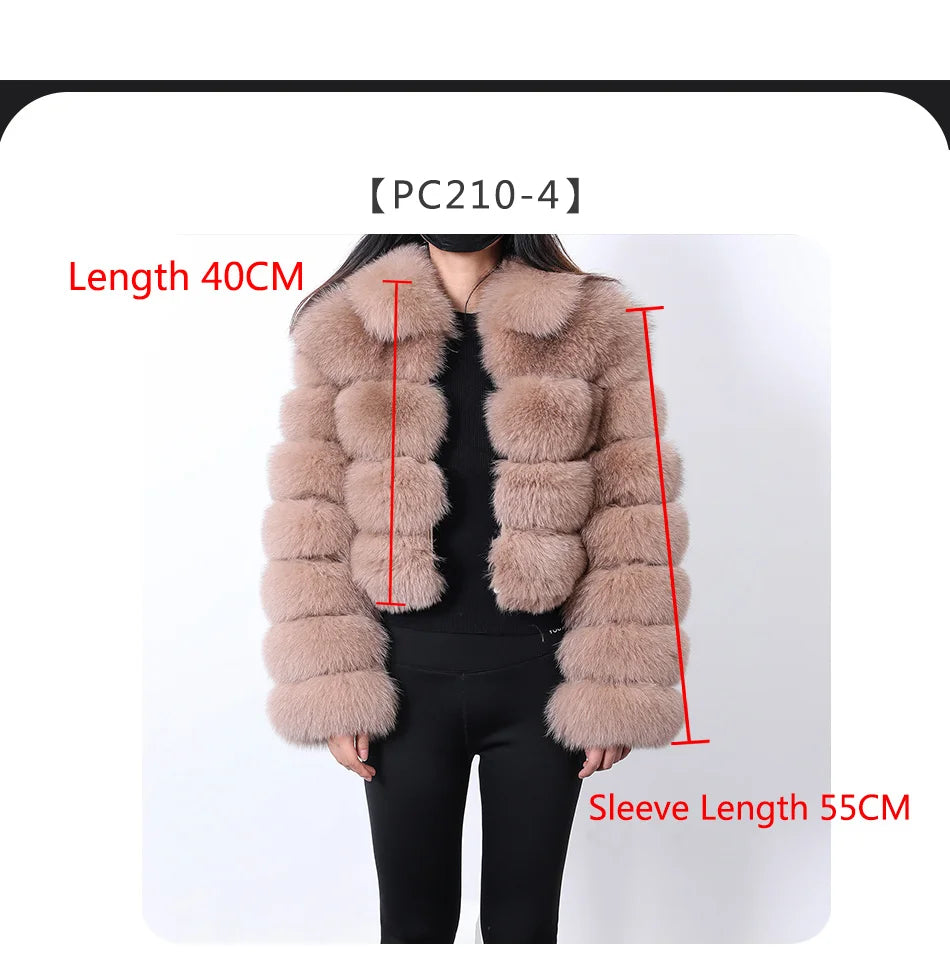 Women Winter Short collar Natural real Fox Fur