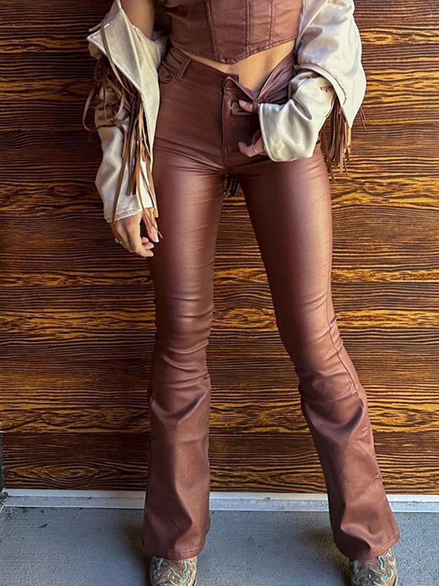 Faux Leather Flare Pants