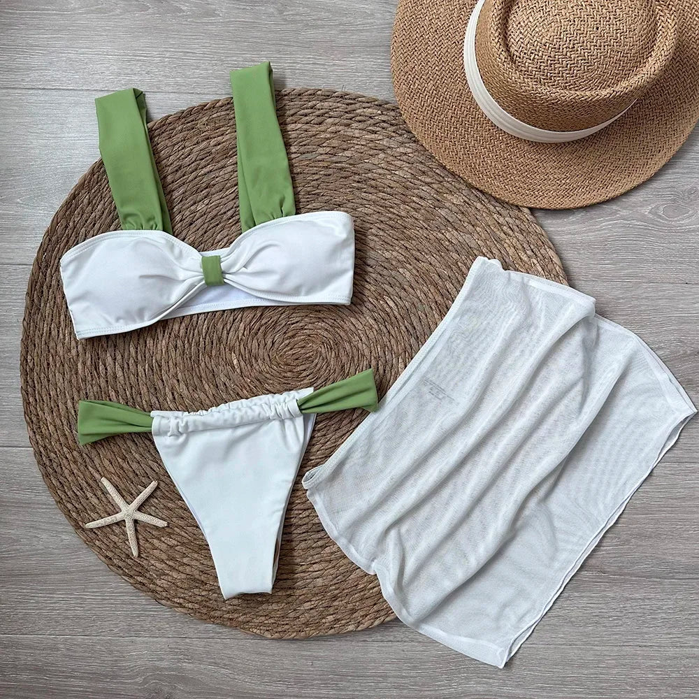 3 Pieces Bikini set with mini skirt