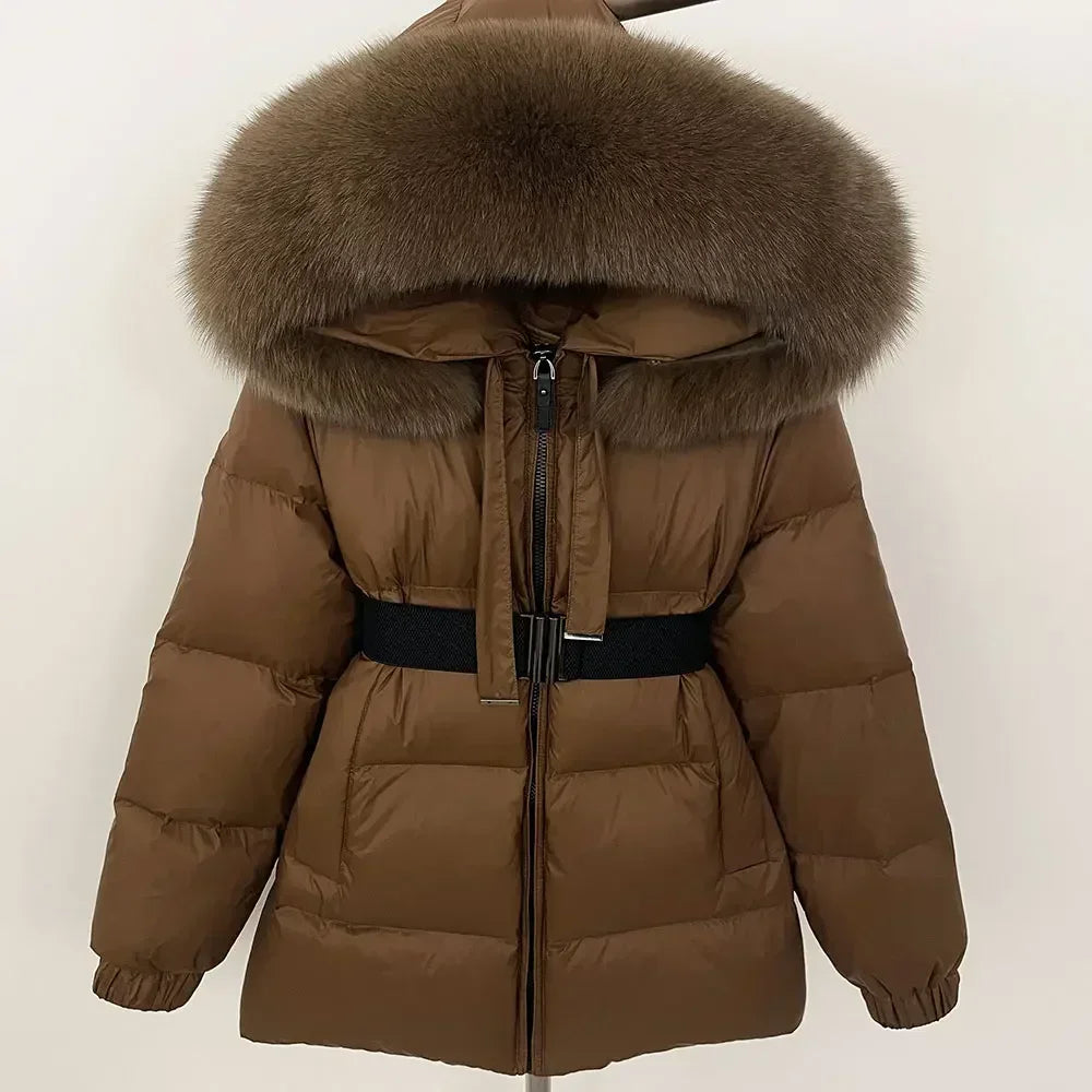 90% Duck Down Coat Female Winter Real Raccoon Fur Jacket