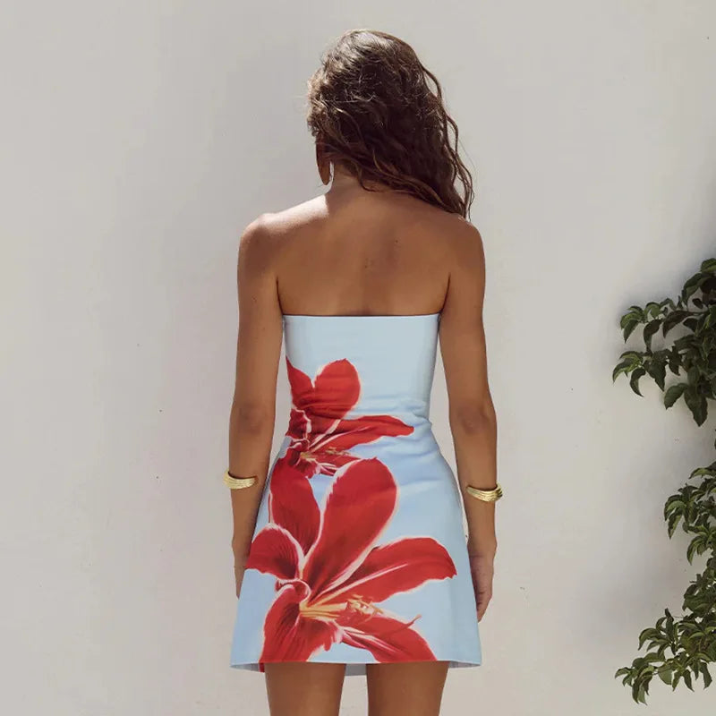 Townlike Flower Print Slim Bodycon Dress