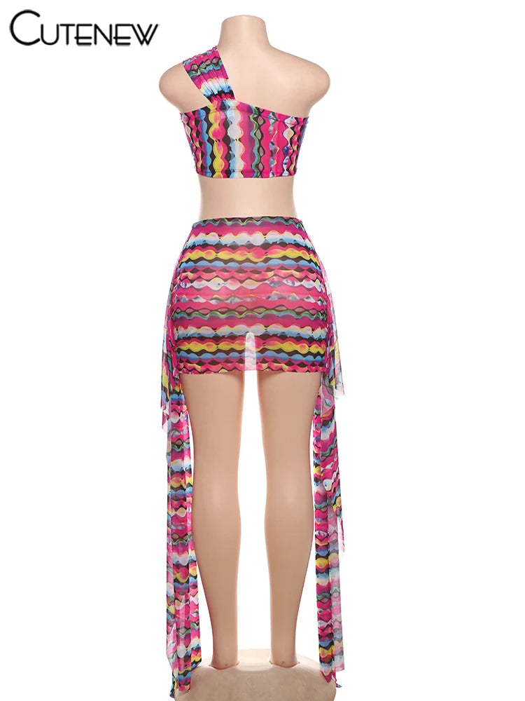 Mesh Printed Women 2Piece