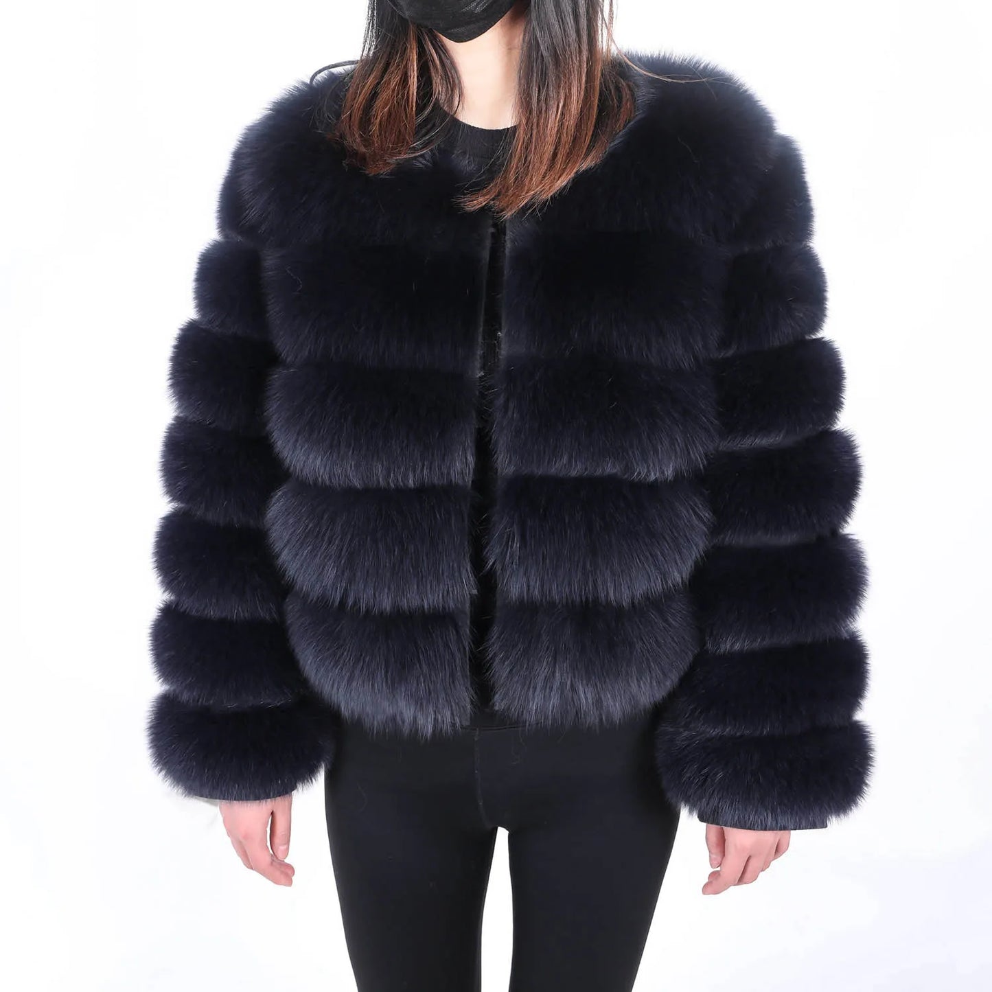 Women Winter Short collar Natural real Fox Fur