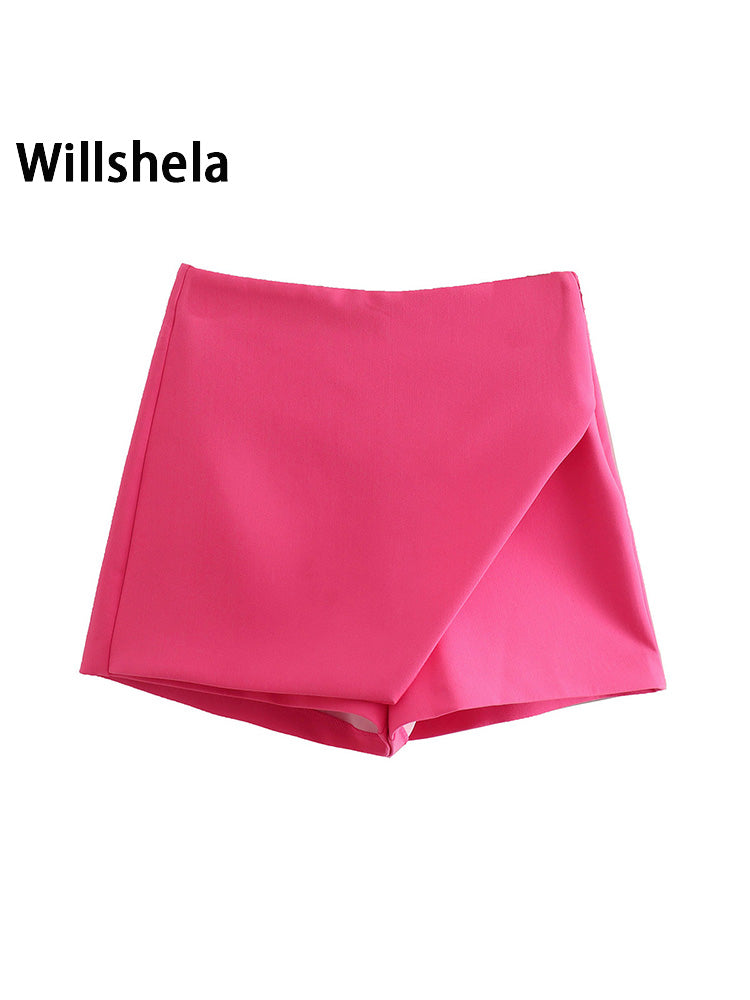 high waist solid skort