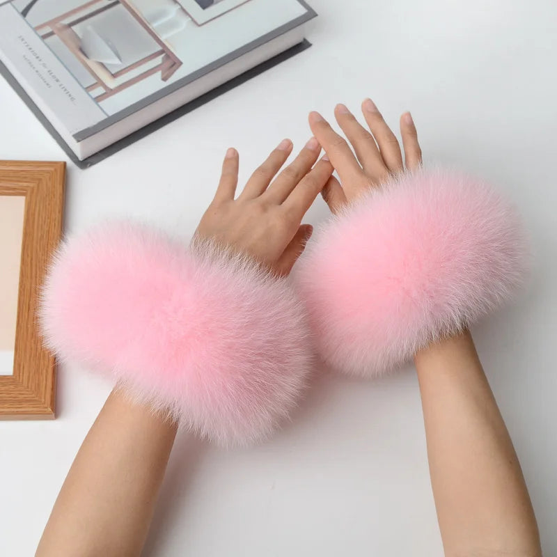 Real Fox Fur Cuffs Arm Sleeve Warmer