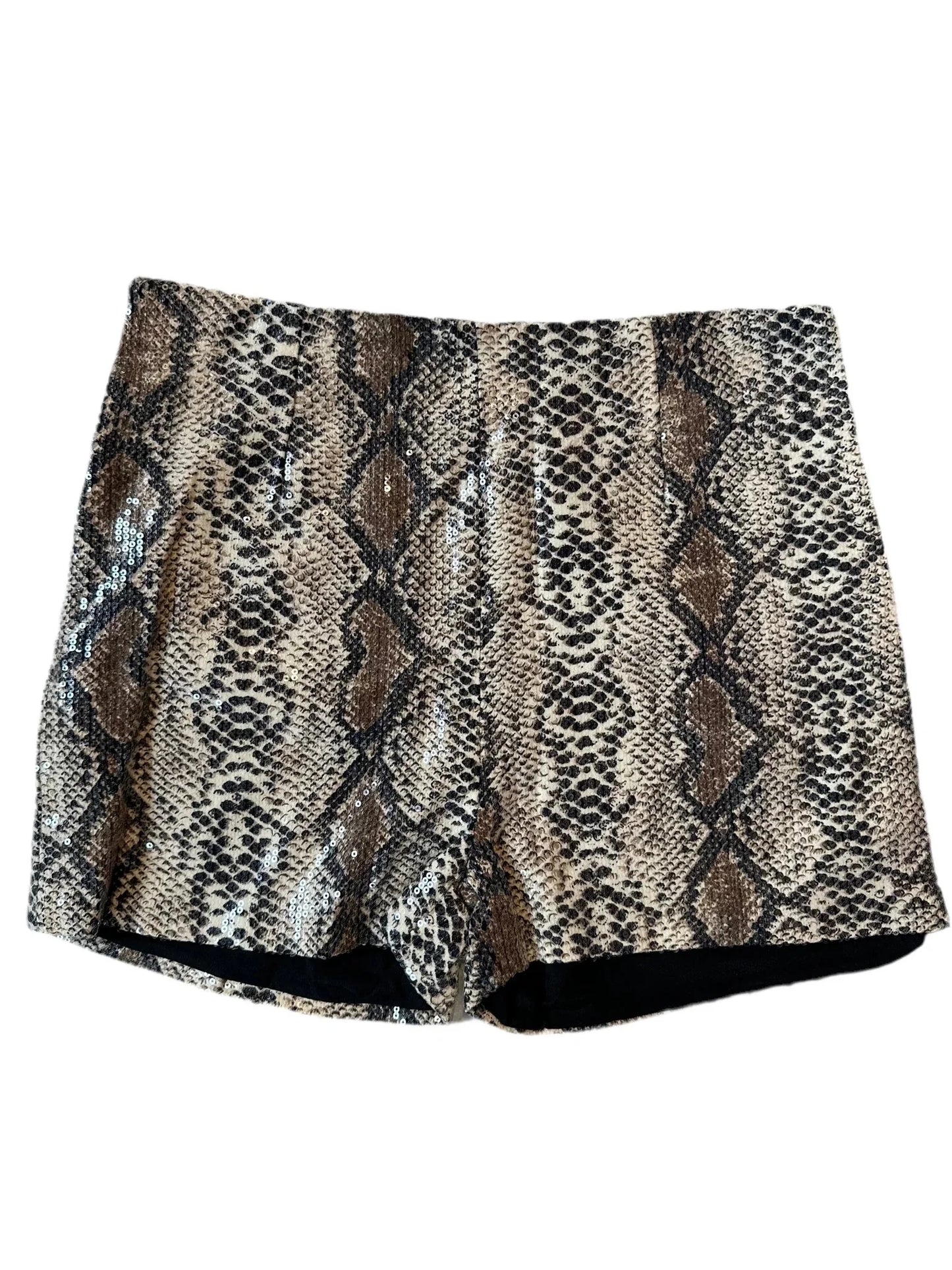 animal print sequin shorts