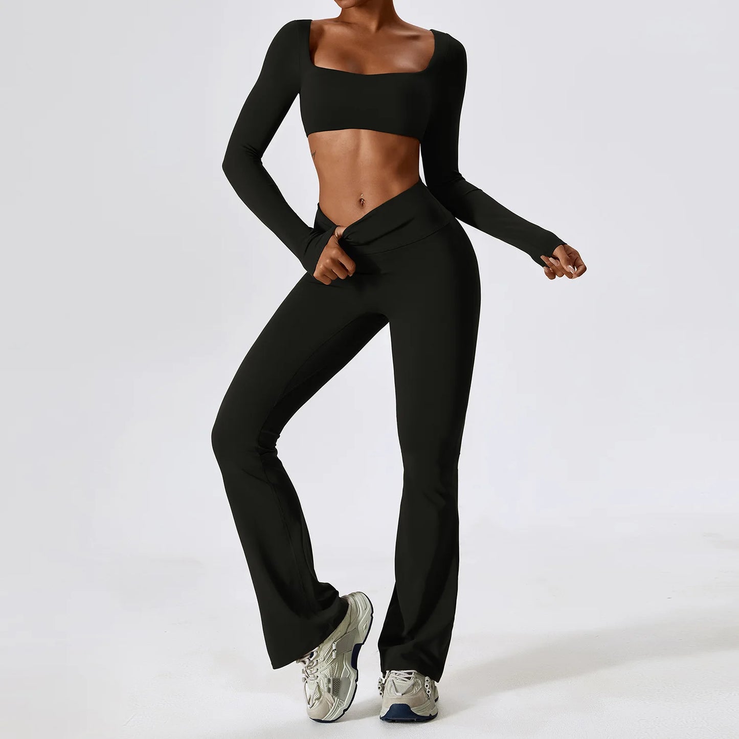 Two Piece Tight Fitting flared Sports Set