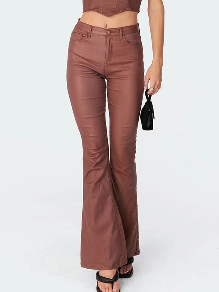 Faux Leather Flare Pants