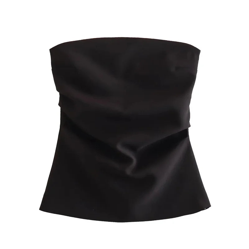 off Shoulder Ruched Backless Tube Top