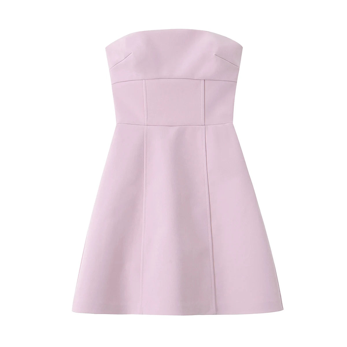 Chic Pink Dress Strapless Bow A-Line Mini Dress