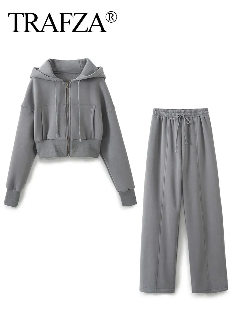 Womens wide leg tube top tracksuit