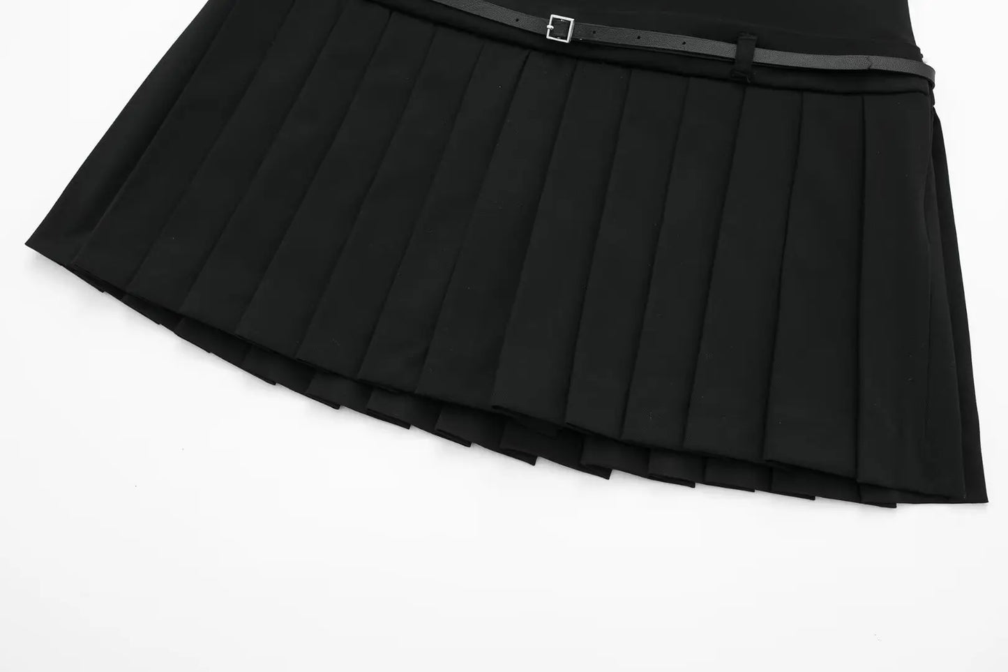 Box Pleated belted Mini Skirts