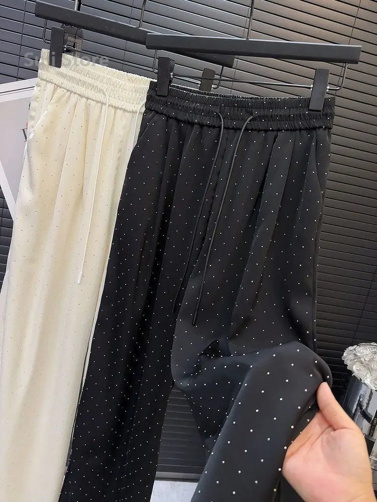 Beading Loose Straight Trousers