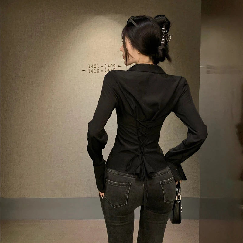 Women corset back shirt