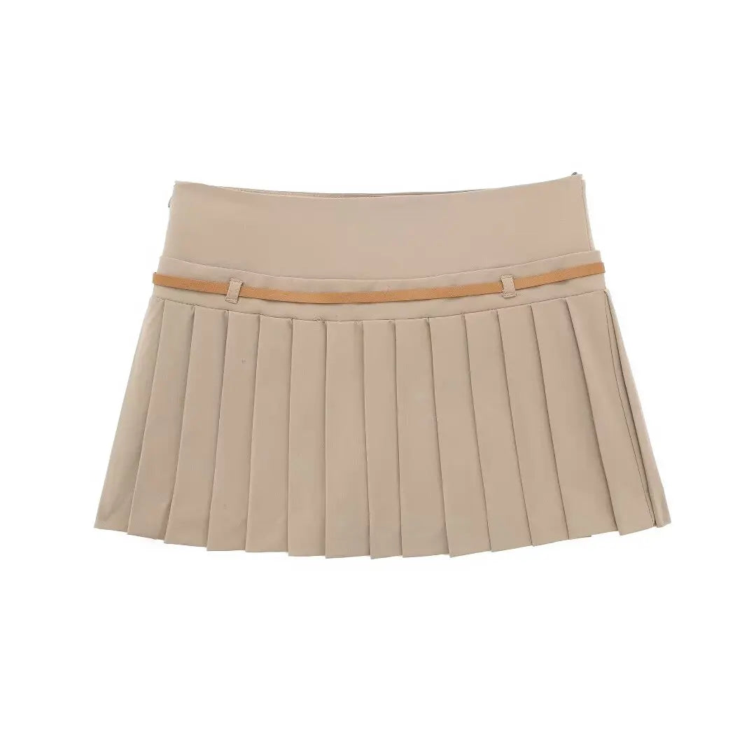 Box Pleated belted Mini Skirts