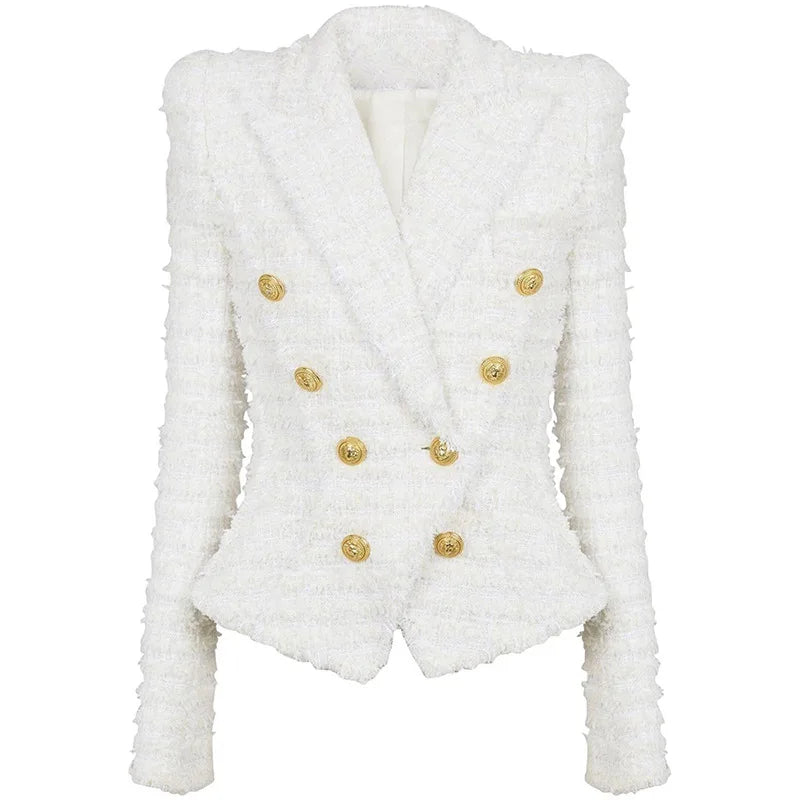 Double Breasted White Jackets Tweed