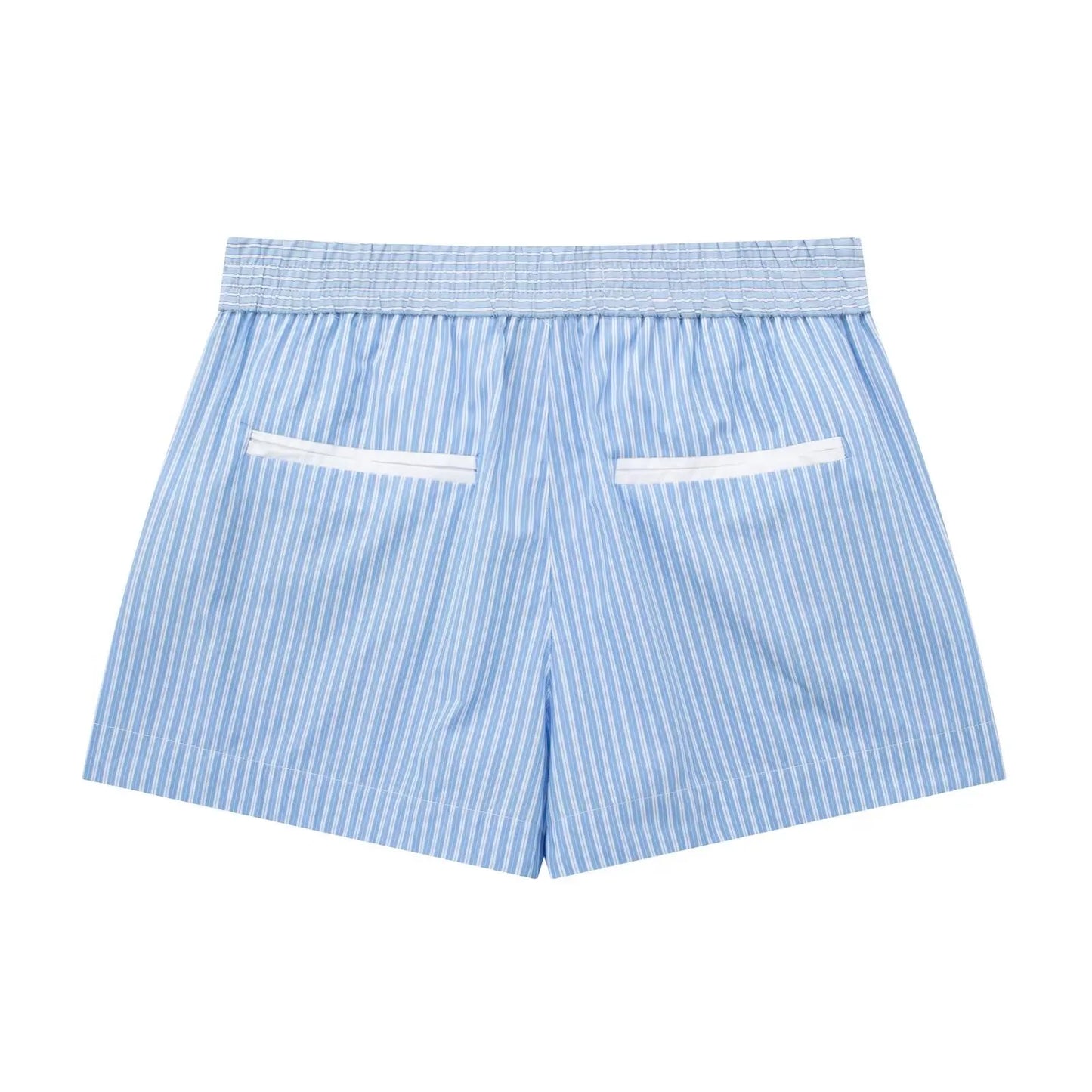 Striped Poplin Short Shirt Striped Poplin Shorts Set