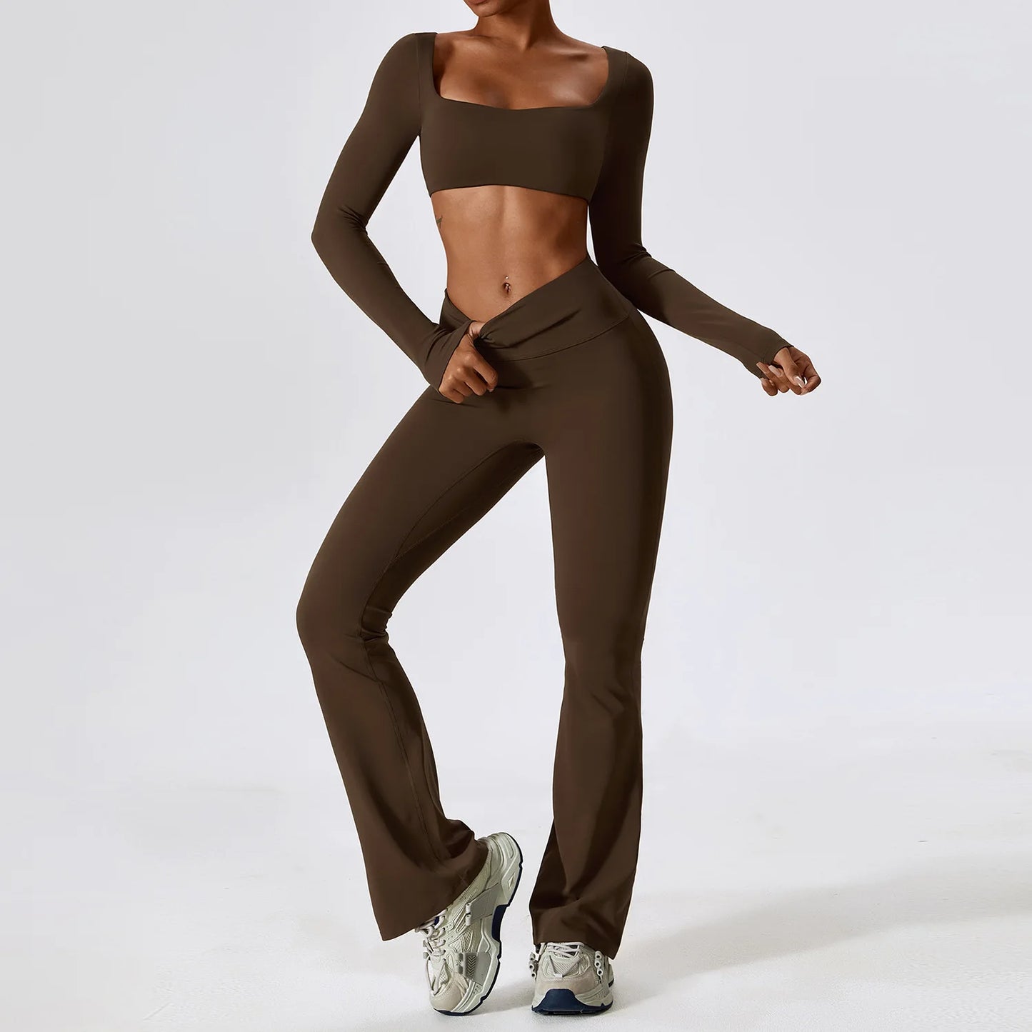 Two Piece Tight Fitting flared Sports Set