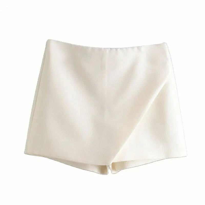 high waist solid skort